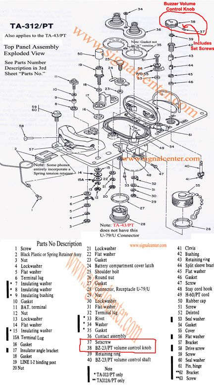 BZ-23/PT TA-312/PT TA-43/PT Buzzer Control Knob